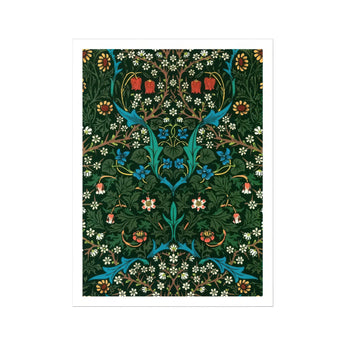 Blackthorn Hawthorn - William Morris Florals Art Print, Ornate Floral Wallpaper Pattern Symmetrical Botanical Designs Green