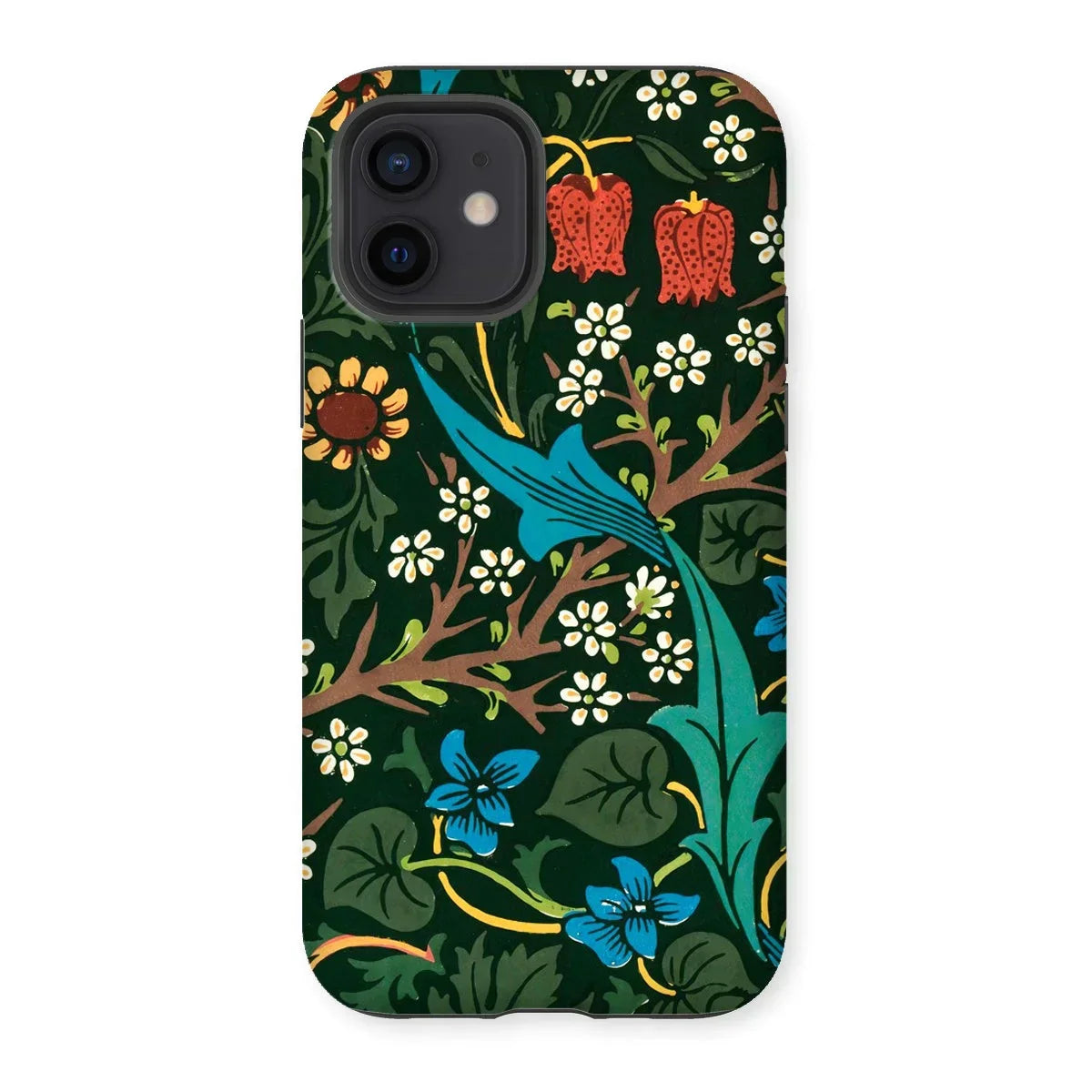 Blackthorn Hawthorn - William Morris Iphone Case, 12 / Matte, Floral-patterned Phone Case Colorful Botanical Designs Dark Green