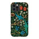 Blackthorn Hawthorn - William Morris Iphone Case, 12 Pro / Matte, Floral Patterned Phone Case Dark Green Background Colorful