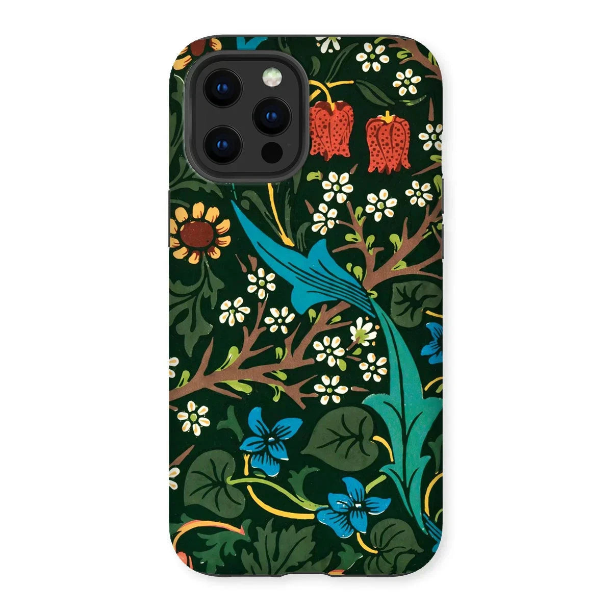 Blackthorn Hawthorn - William Morris Iphone Case, 12 Pro Max / Matte, Floral-patterned Smartphone Case Colorful Nature Design Birds Flowers