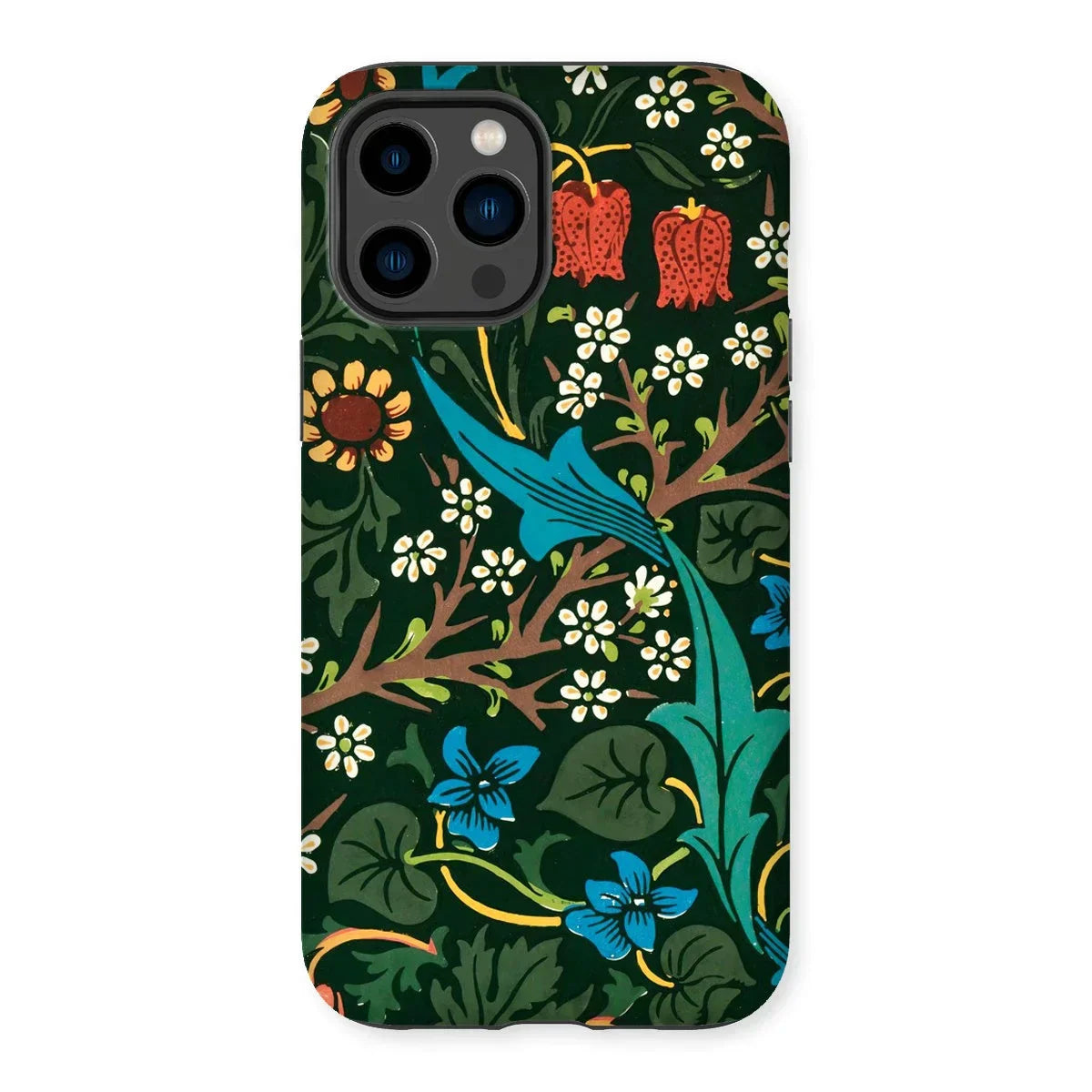 Blackthorn Hawthorn - William Morris Iphone Case, 14 Pro Max / Matte, Floral Patterned Phone Case Colorful Botanical Designs Dark