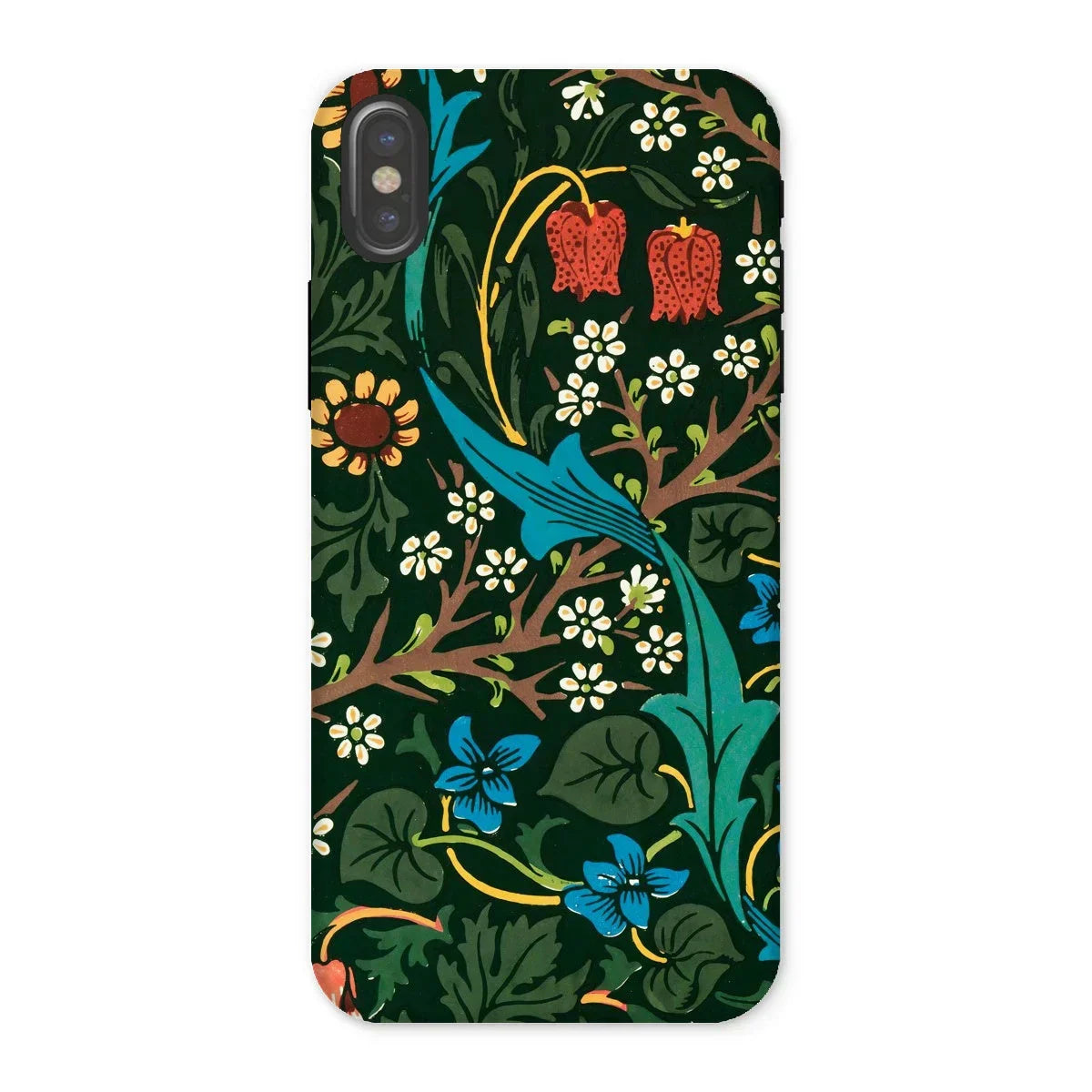Blackthorn Hawthorn - William Morris Iphone Case, x / Matte, Floral Patterned Phone Case Colorful Botanical Designs Dark