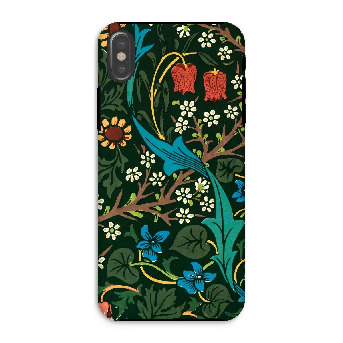 Blackthorn Hawthorn - William Morris Iphone Case, Xs / Matte, Floral Patterned Phone Case Colorful Botanical Designs Dark
