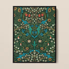 Blackthorn Hawthorn - William Morris Pattern Framed Canvas, Ornate Floral Botanical Pattern Symmetrical Design Rich Green