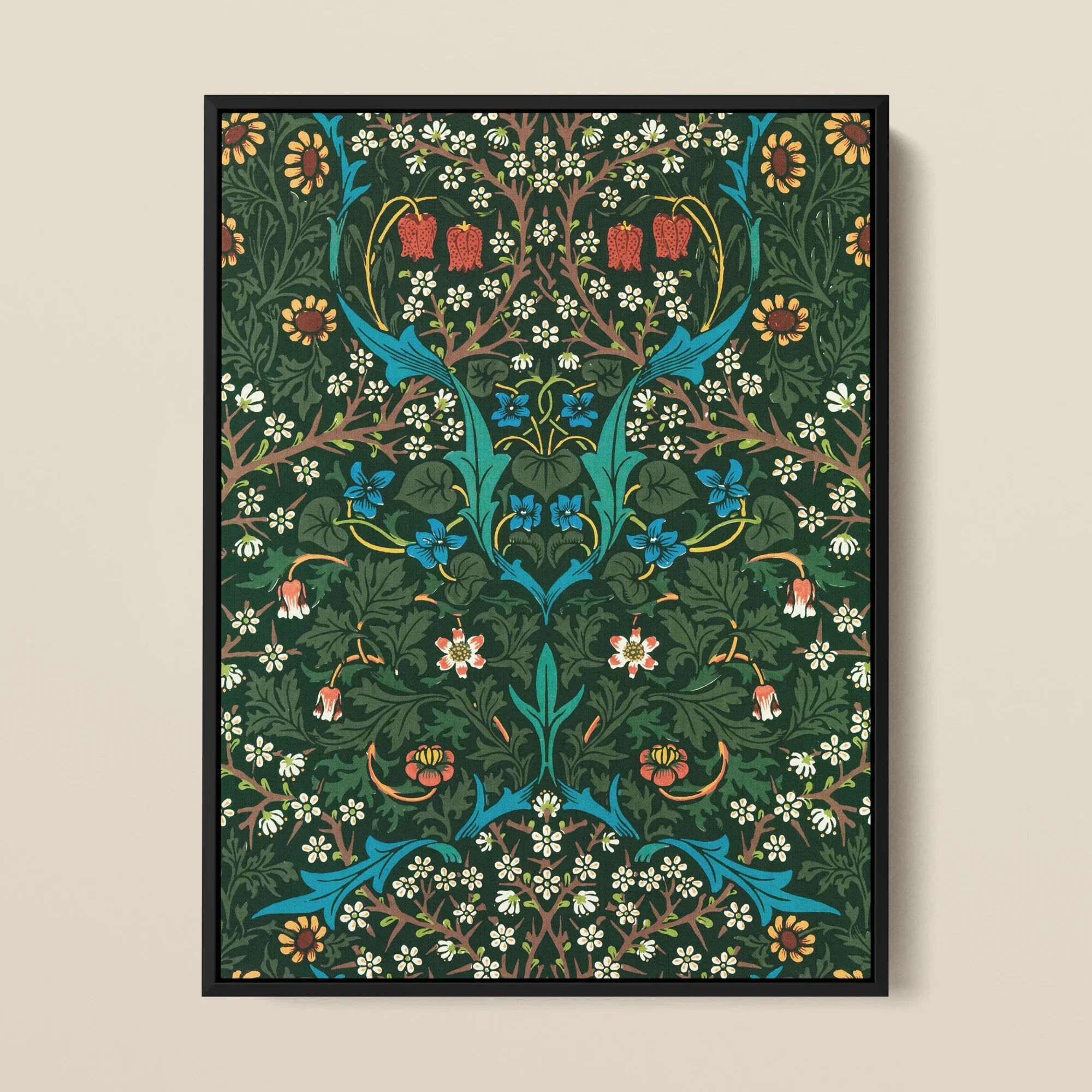 Blackthorn Hawthorn - William Morris Pattern Framed Canvas Posters Prints & Visual Artwork