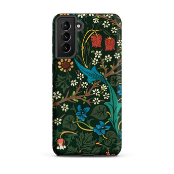 Blackthorn Hawthorn - William Morris Phone Case Samsung Galaxy S21 Plus / Matte Vibrant Dark Green Phone Case Adorned Detailed Botanical