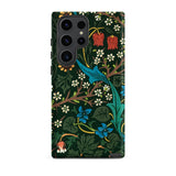 Blackthorn Hawthorn - William Morris Phone Case Samsung Galaxy S23 Ultra / Matte Vibrant Floral Phone Case Dark Green Background Intricate
