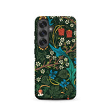 Blackthorn Hawthorn - William Morris Phone Case Samsung Galaxy S25 / Matte Vibrant Dark Green Phone Case Adorned Detailed Botanical William