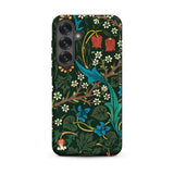 Blackthorn Hawthorn - William Morris Phone Case Samsung Galaxy S25 Plus / Matte Vibrant Floral Phone Case Dark Green Background Intricate