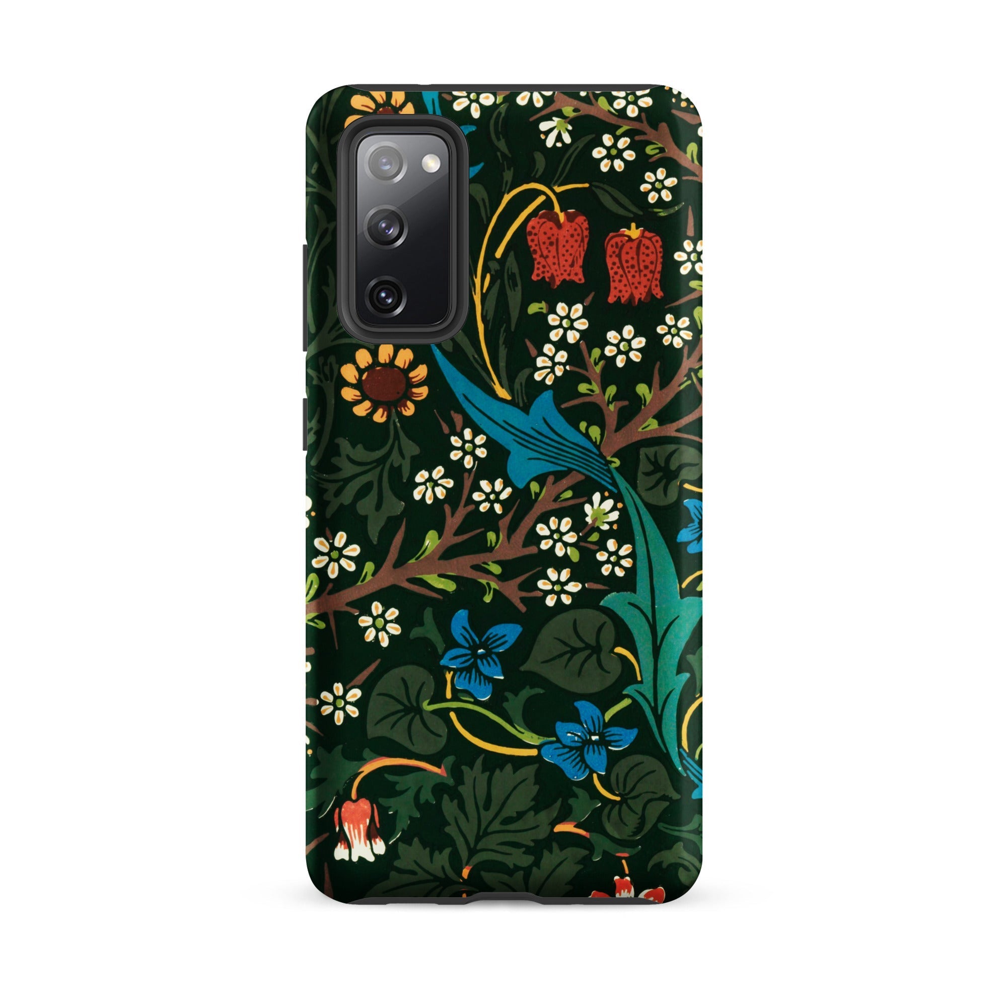 Blackthorn Hawthorn William Morris Samsung Case, Galaxy S20 Fe / Matte, Dark Green Phone Case Colorful Floral Foliage Pattern