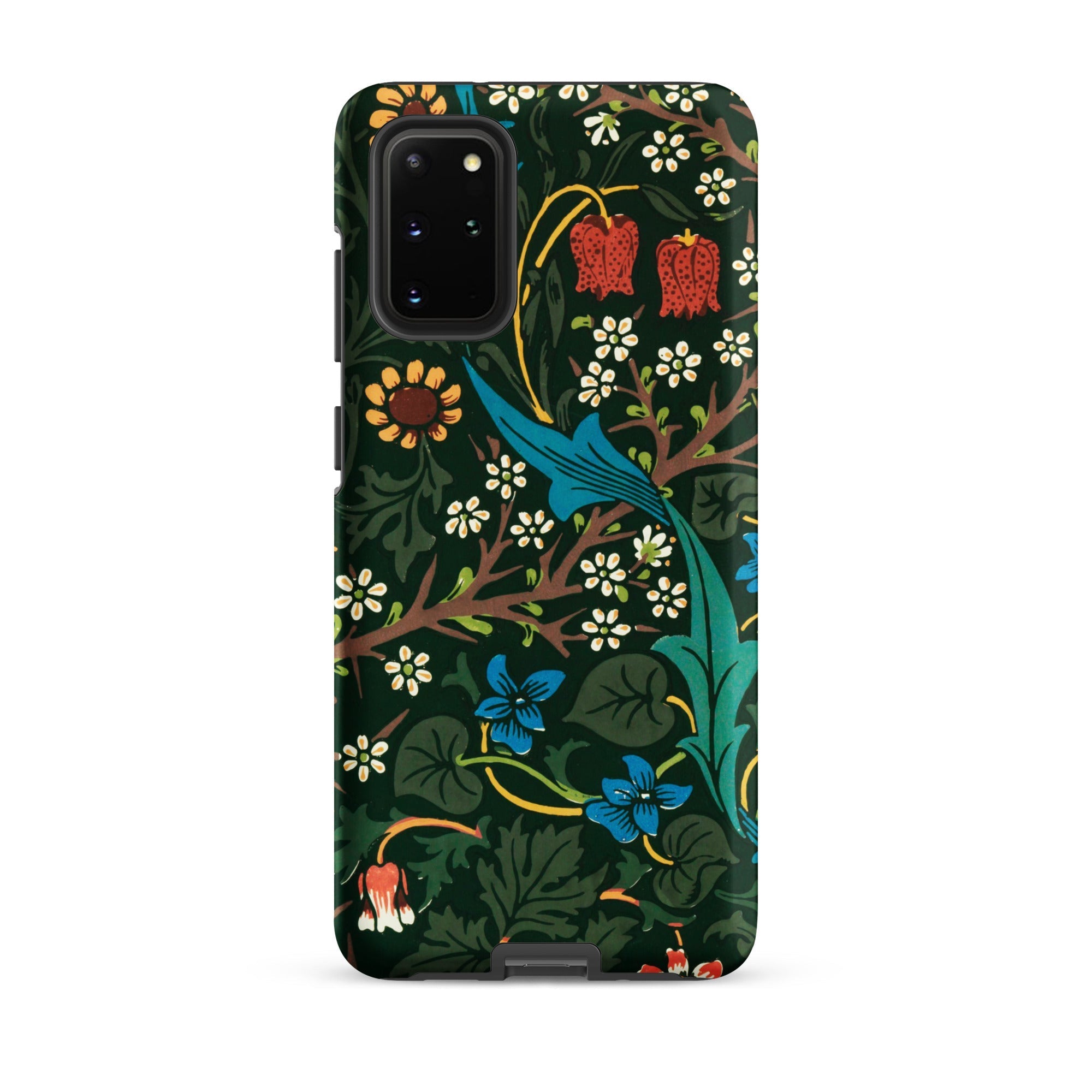 Blackthorn Hawthorn William Morris Samsung Case, Galaxy S20 Plus / Matte, Dark Green Smartphone Case Vibrant Floral Foliage Pattern