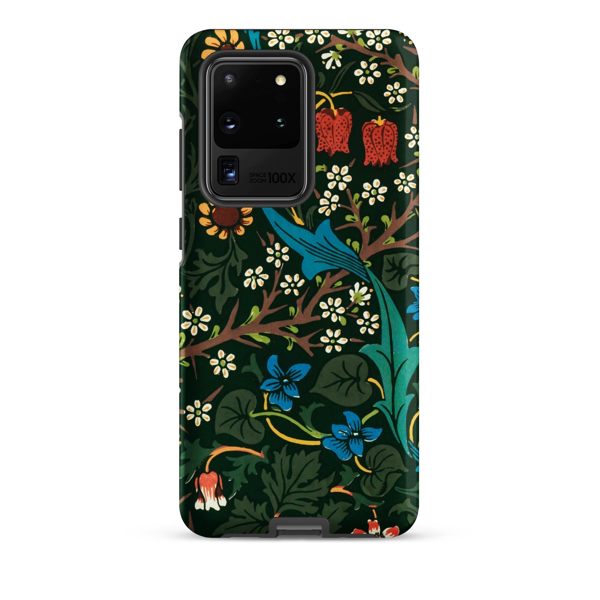 Blackthorn Hawthorn William Morris Samsung Case, Galaxy S20 Ultra / Matte, Dark Green Phone Case Intricate Floral Pattern