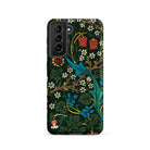 Blackthorn Hawthorn William Morris Samsung Case, Galaxy S21 / Matte, Dark Green Phone Case Floral Pattern White Blue