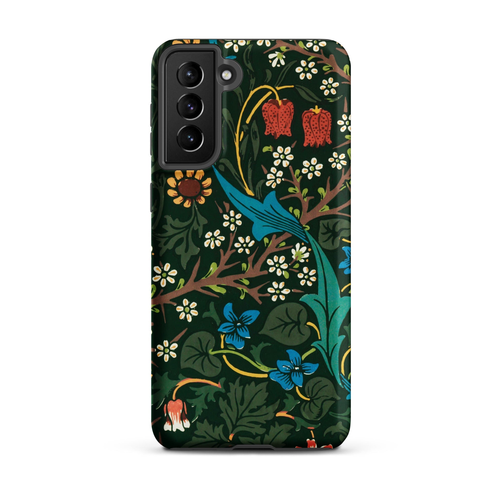 Blackthorn Hawthorn William Morris Samsung Case, Galaxy S21 Plus / Matte, Smartphone Case Dark Green Floral Botanical Pattern
