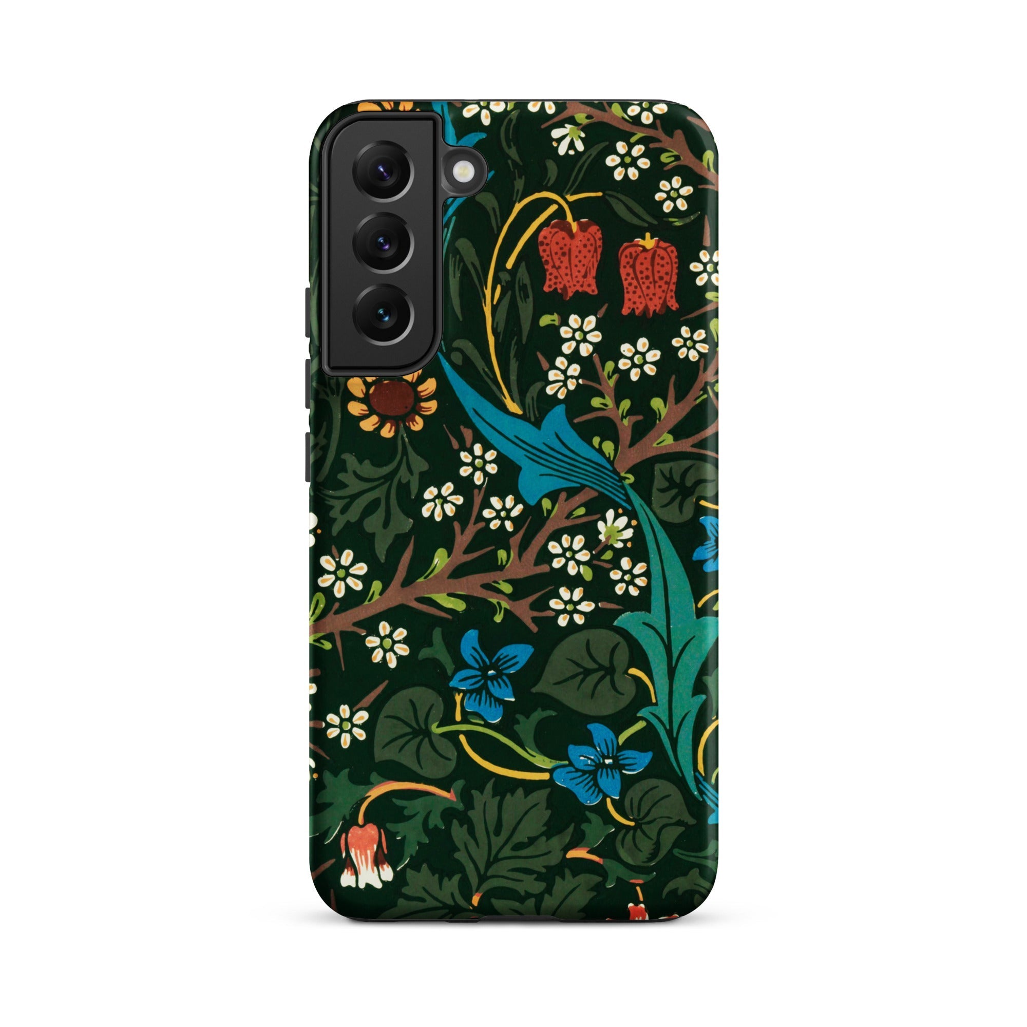 Blackthorn Hawthorn William Morris Samsung Case, Galaxy S22 Plus / Matte, Smartphone Case Dark Green Floral Pattern White Red