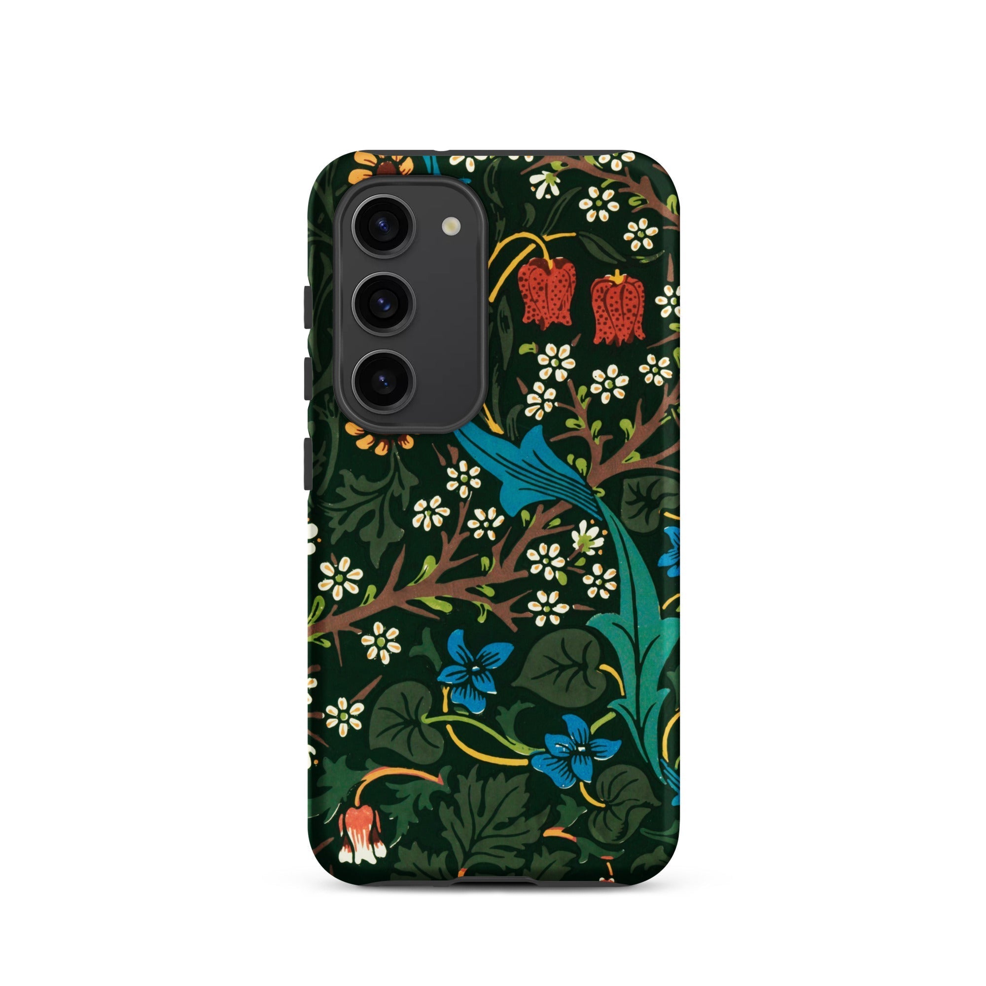 Blackthorn Hawthorn William Morris Samsung Case, Galaxy S23 / Matte, Dark Green Phone Case Vibrant Floral Foliage Pattern