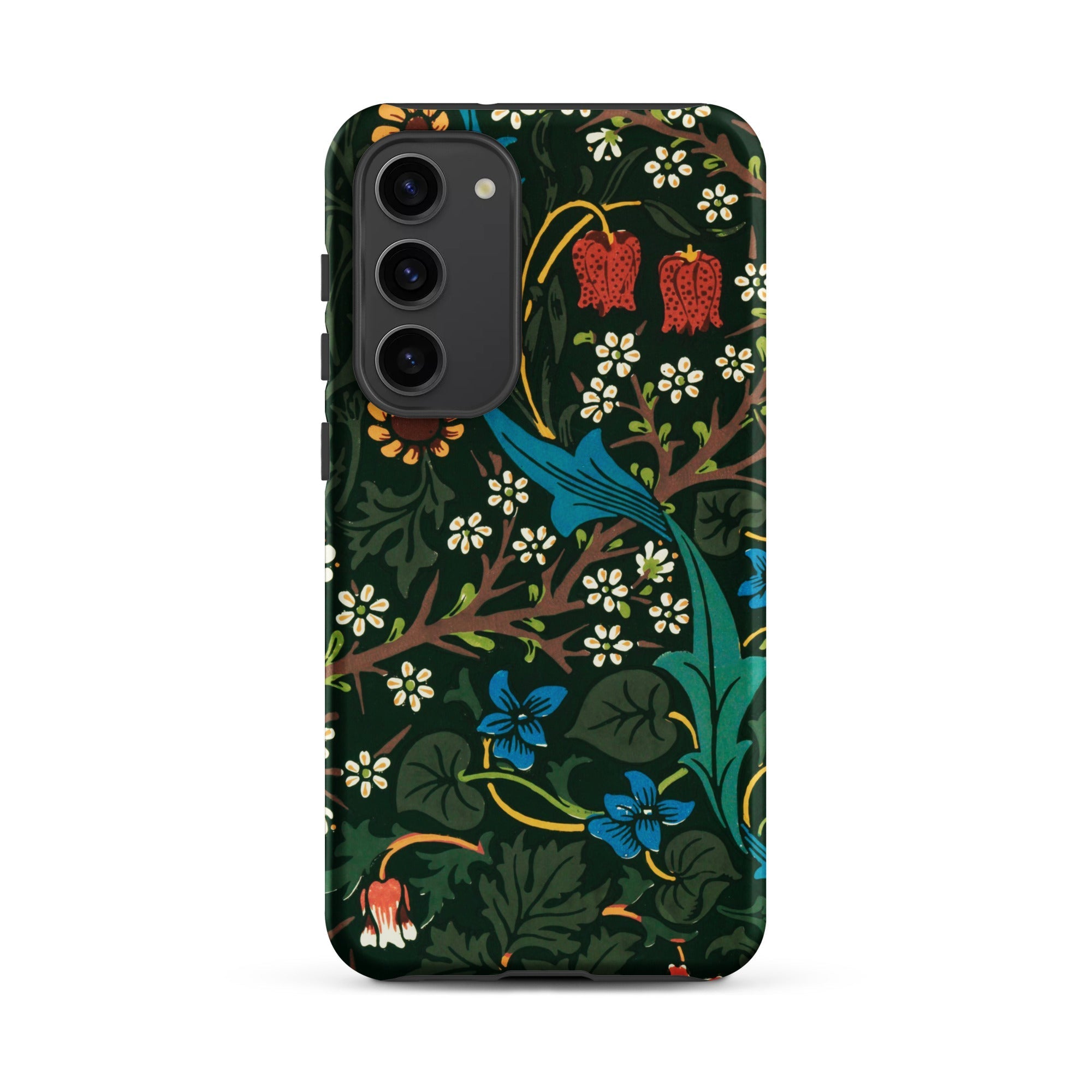 Blackthorn Hawthorn William Morris Samsung Case, Galaxy S23 Plus / Matte, Smartphone Case Dark Floral Pattern