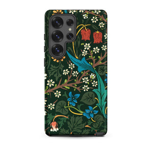 Blackthorn Hawthorn - William Morris Samsung Case, Galaxy S25 Ultra / Matte, Dark Green Smartphone Case Vibrant Floral Leaf Pattern