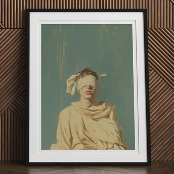Blind Faith - Neoclassical Gay Saint Art Print, 12x16’’ / 31x41cm / Black Frame / 2’’ Matboard, Framed Painting Blindfolded Figure