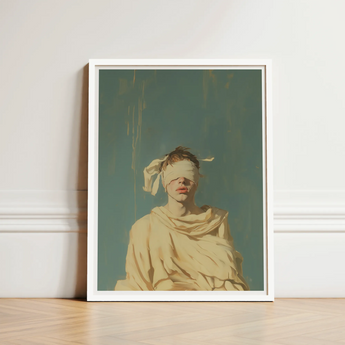 Framed Art Print Figure Eye Patch Draped Fabric Neoclassical Gay Saint, Blindfolded, Hovers