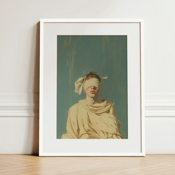 Blind Faith - Neoclassical Gay Saint Art Print / Canvas Framed Art Print Figure Blindfold Rendered Soft Beige Neoclassical Gay Saint,