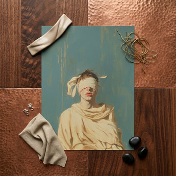 Blind Faith - Neoclassical Gay Saint Art Print / Canvas Serene Portrait Print Figure White Fabric Wrapped Head Neoclassical Gay Saint,