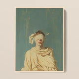 Blind Faith - Neoclassical Gay Saint Framed Canvas, 12x16’’ / 31x41cm / Natural Floating Frame, Framed Art Print Person Blindfold Draped