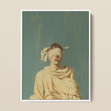 Blind Faith - Neoclassical Gay Saint Framed Canvas, 12x16’’ / 31x41cm / White Floating Frame, Framed Canvas Art Blindfolded Person Toga