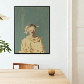 Blind Faith - Neoclassical Gay Saint Framed Canvas, Framed Painting Blindfolded Figure