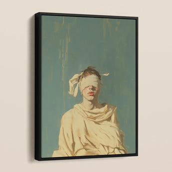 Blind Faith - Neoclassical Gay Saint Framed Canvas, Framed Painting Blindfolded Figure
