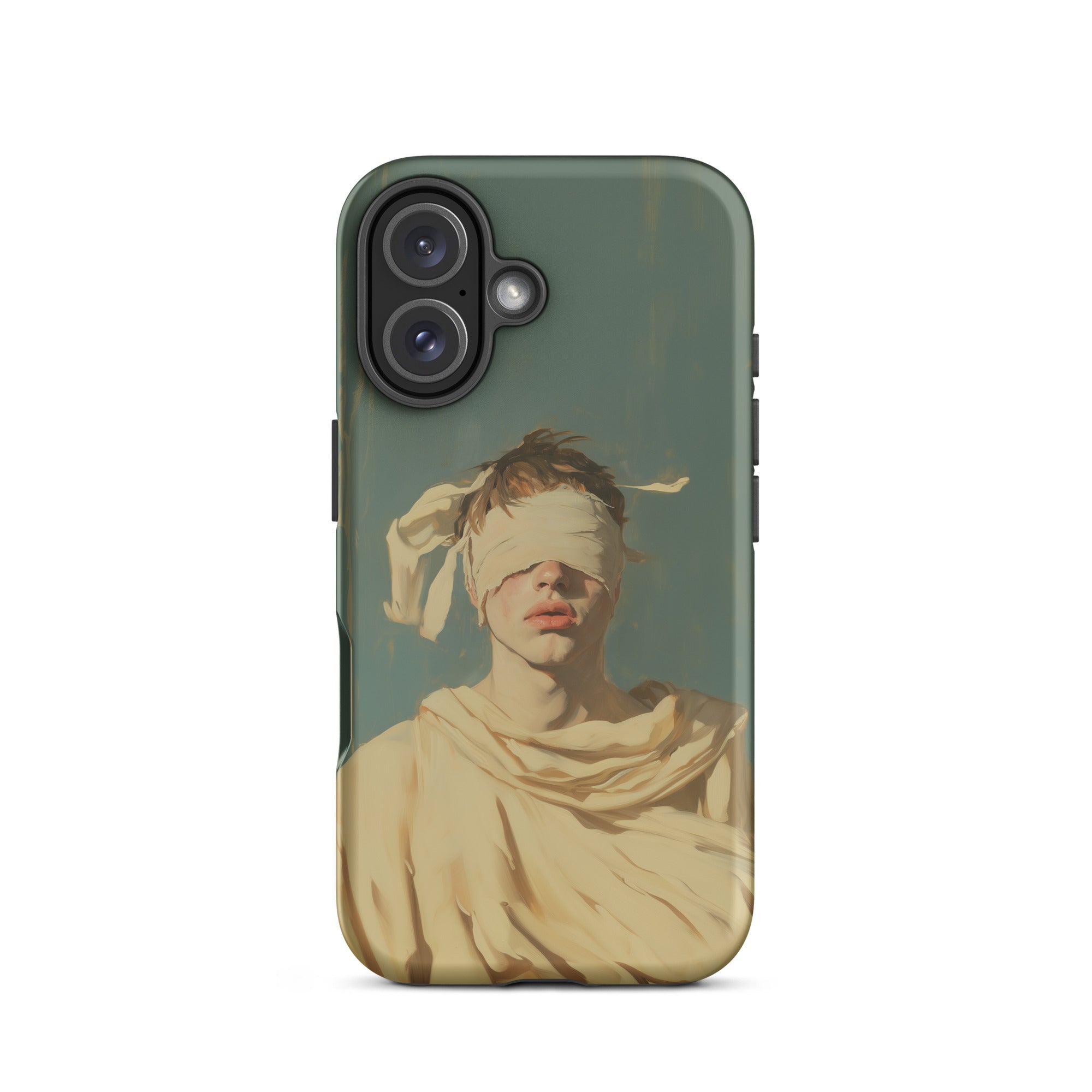 Blind Faith Neoclassical Gay Saint Iphone Case, 16 / Matte, Phone Case Blindfolded Figure