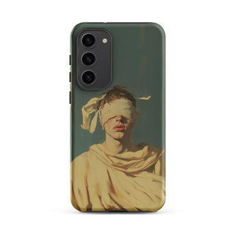 Blind Faith - Neoclassical Gay Saint Phone Case Samsung Galaxy S23 Plus / Matte Phone Case Painted Portrait Blindfolded Figure Muted Earth