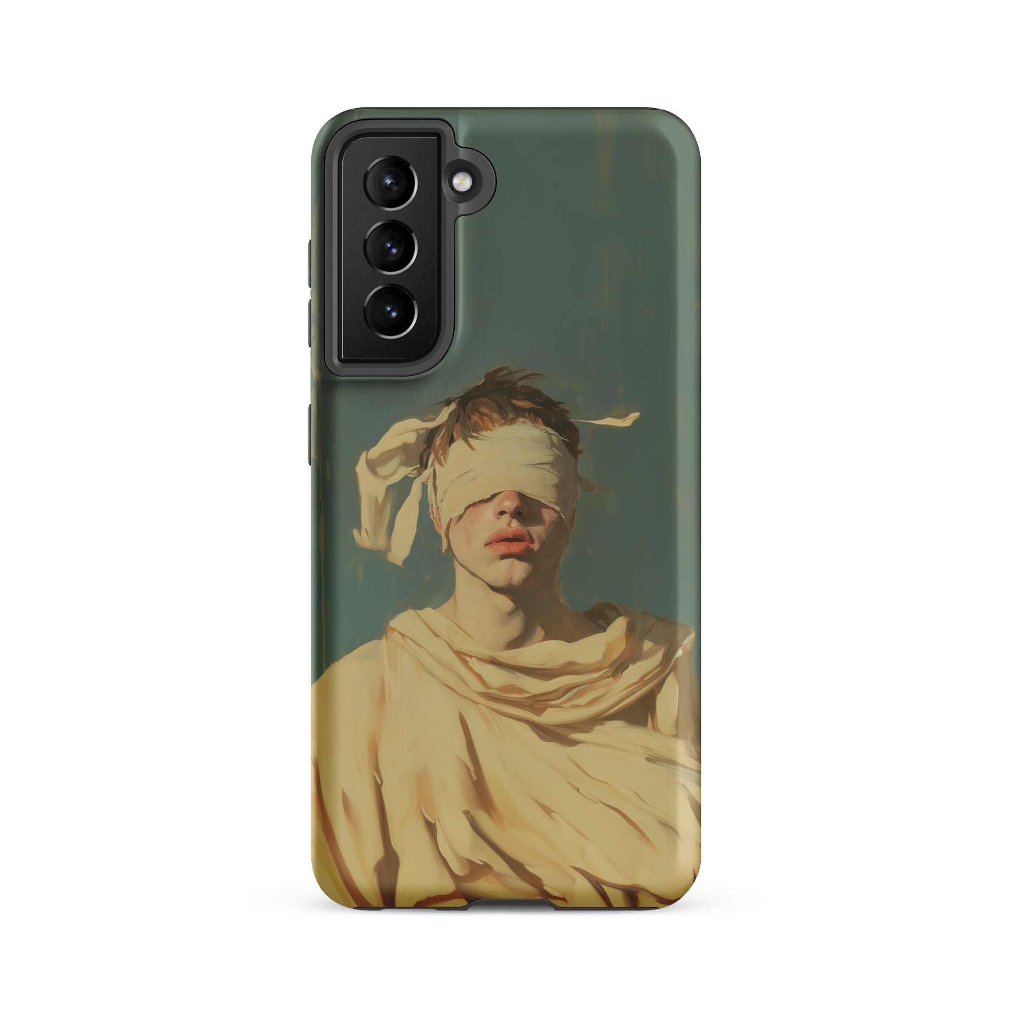 Blind Faith Neoclassical Gay Saint Samsung Case, Galaxy S21 Fe / Matte, Smartphone Case Blindfolded Figure Painting