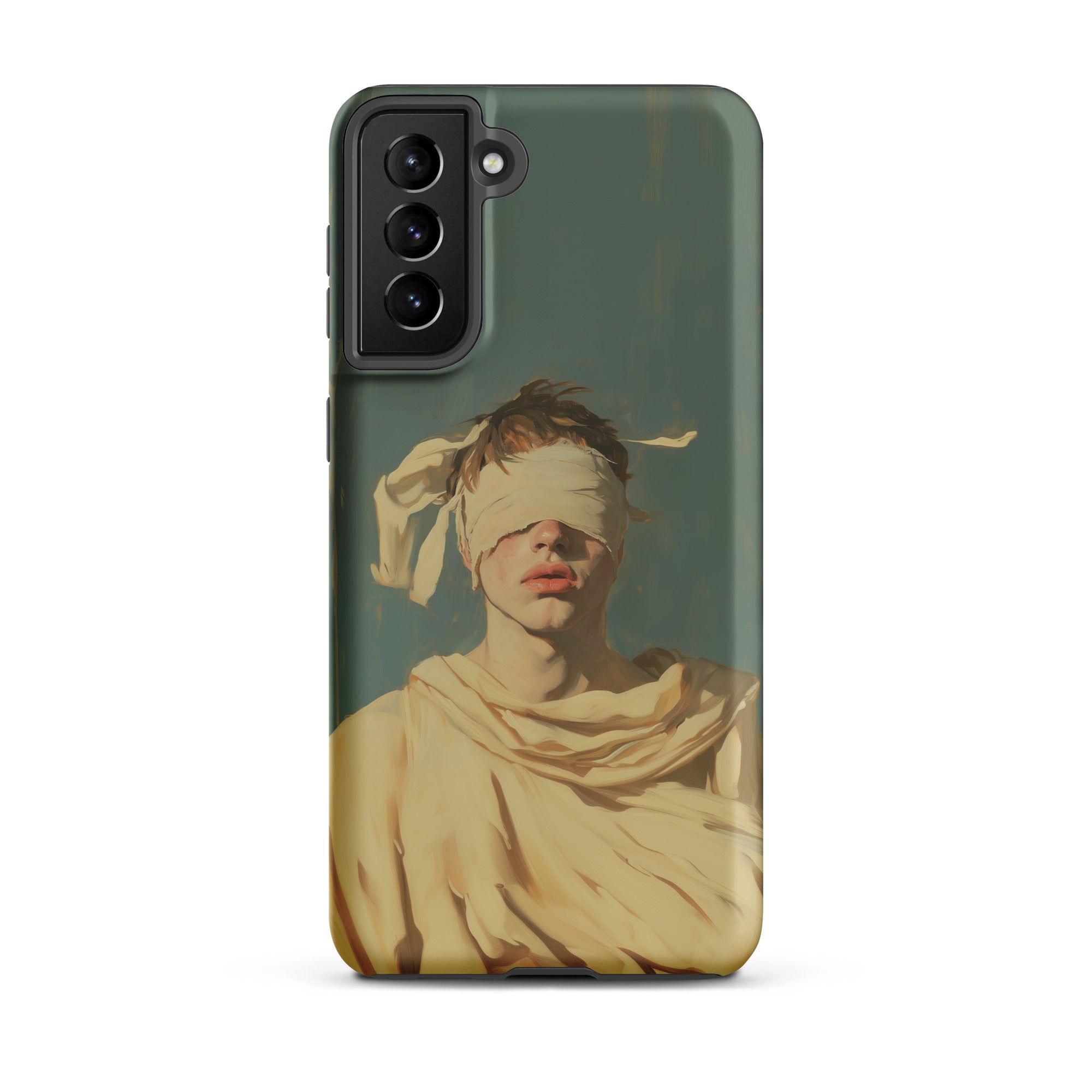 Blind Faith Neoclassical Gay Saint Samsung Case, Galaxy S21 Plus / Matte, Phone Case Blindfolded Person Design