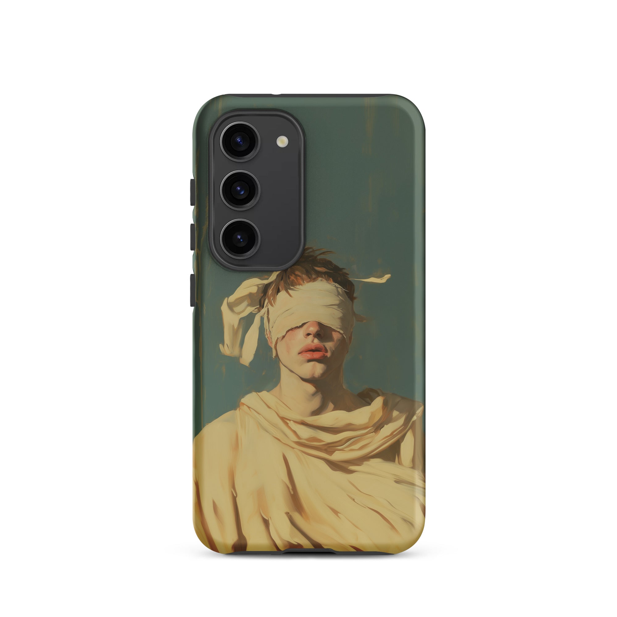 Blind Faith Neoclassical Gay Saint Samsung Case, Galaxy S23 / Matte, Smartphone Case Blindfolded Figure