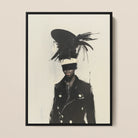 Blindside Black Trans Biker Framed Canvas, Framed Monochrome Fashion Illustration
