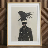 Blindside - Black Trans Fashion Surrealism Art Print, 12x16’’ / 31x41cm / Natural Frame / 2’’ Matboard, Framed Art Print Person Black Coat
