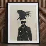 Black trans fashion surrealism art print, framed
