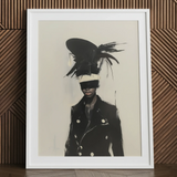 Blindside black trans fashion surreal art print in white frame