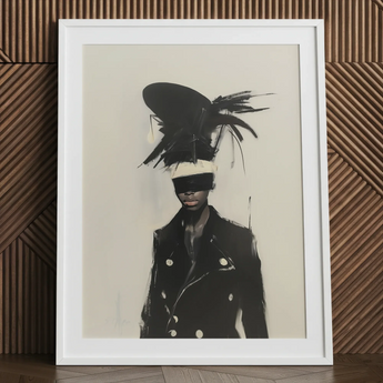 Blindside black trans fashion surreal art print in white frame
