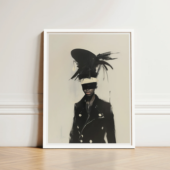 Black White Framed Art Print Stylized Portrait Person Trans Fashion Surrealism, Expressionist Sweeps