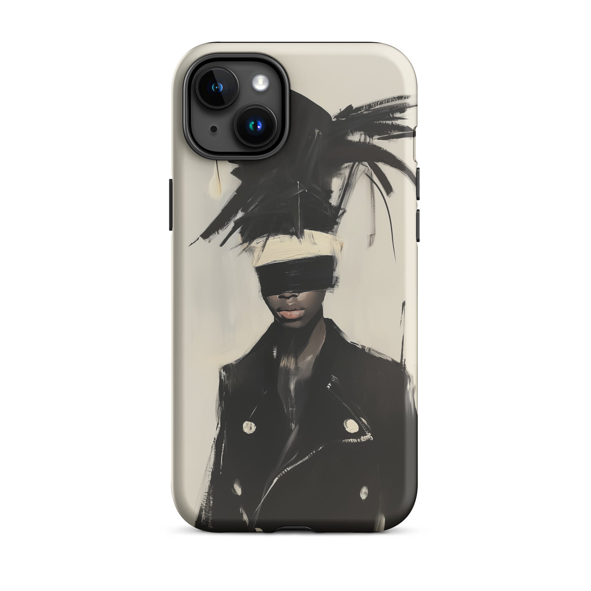 Blindside Black Trans Leather Fashion Iphone Case, 15 Plus / Matte, Phone Case Abstract Fashion Illustration