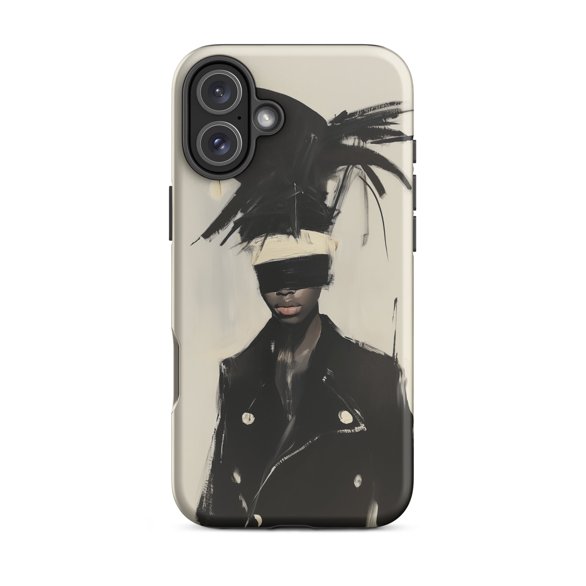 Blindside Black Trans Leather Fashion Iphone Case, 16 Plus / Matte, Phone Case Artistic Portrait