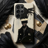 Blindside - Black Trans Leather Fashion Phone Case Sleek Off-white Phone Case Bold Black-and-cream Artistic Portrait Black Trans Icon,