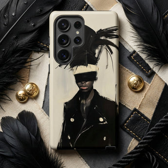 Blindside - Black Trans Leather Fashion Phone Case Sleek Off-white Phone Case Bold Black-and-cream Artistic Portrait Black Trans Icon,