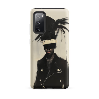 Blindside - Black Trans Leather Fashion Samsung Case, Galaxy S20 Fe / Matte, Phone Case Abstract Portrait Person Black Coat Blindfold