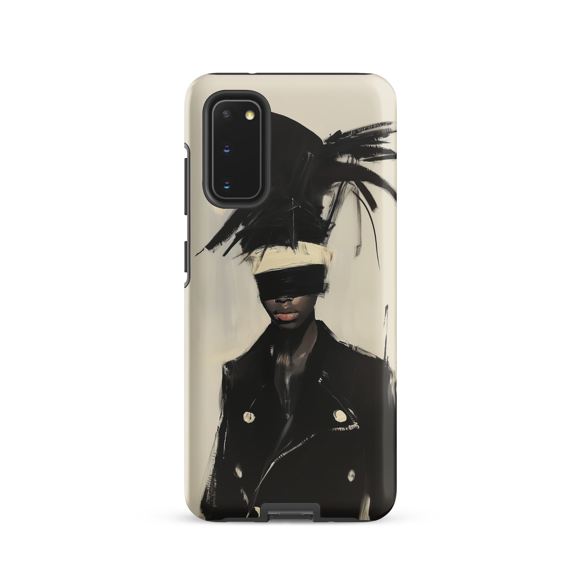 Blindside Black Trans Leather Fashion Samsung Case, Galaxy S20 / Matte, Smartphone Case Black White Abstract Art Design Person