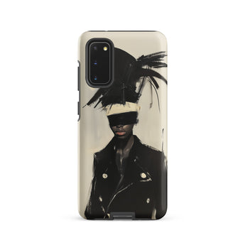 Blindside - Black Trans Leather Fashion Samsung Case, Galaxy S20 / Matte, Smartphone Case Black White Abstract Art Design Person