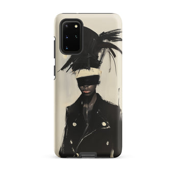 Blindside - Black Trans Leather Fashion Samsung Case, Galaxy S20 Plus / Matte, Phone Case Abstract Portrait Person Blindfold Feathery