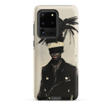 Blindside - Black Trans Leather Fashion Samsung Case, Galaxy S20 Ultra / Matte, Smartphone Case Abstract Painting Person Coat Hat